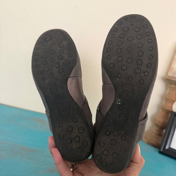 Paul Green Pewter Metallic Leather Mary Jane Ballet Flats Sz US 7.5 - Picture 7 of 9